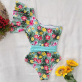 2021 New One-Piece Swimsuit Strappy One-Shoulder Ruffled Sexy Floral Swimsuit